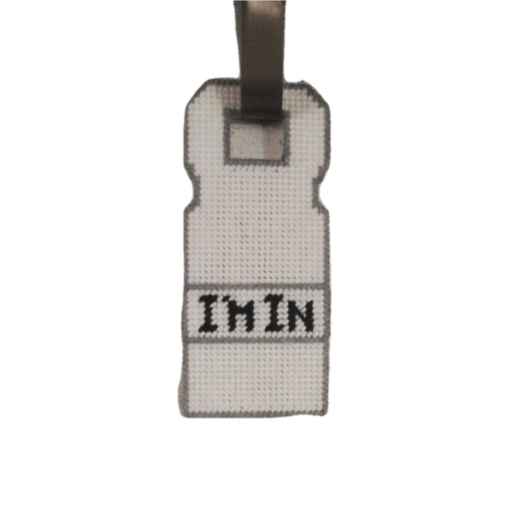 Small Canvas Plastic Needlepoint I'm In/ I'm Out Doorhanger